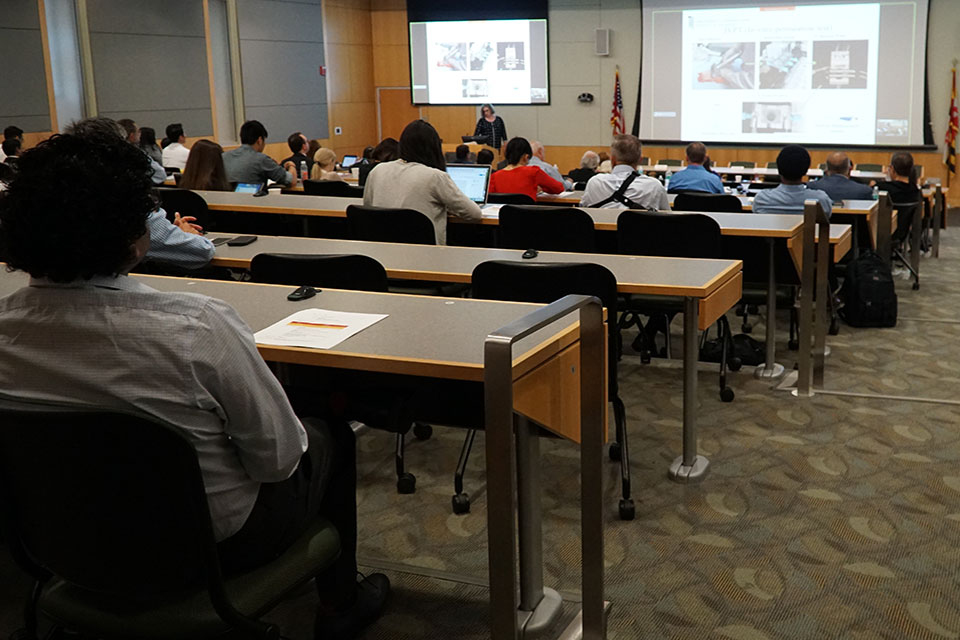 Dr. Audra Stinchcomb addresses attendees during "Topical Drug Development -- Evolution of Science and Regulatory Policy."