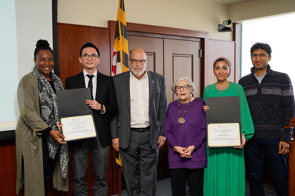 Tsung-Ying Lee and Sarah Tanveer, along with their advisors and the Fedder family, at the PHSR Awards Ceremony.